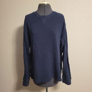 Craftsman Blue Waffle Knit Longsleeve Top Size Large